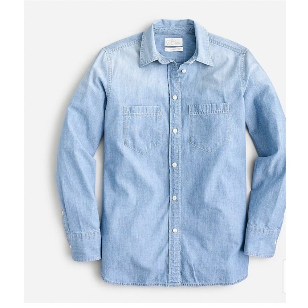 J.Crew Womens $98 Classic Fit Chambray Shirt Size 2 AW209